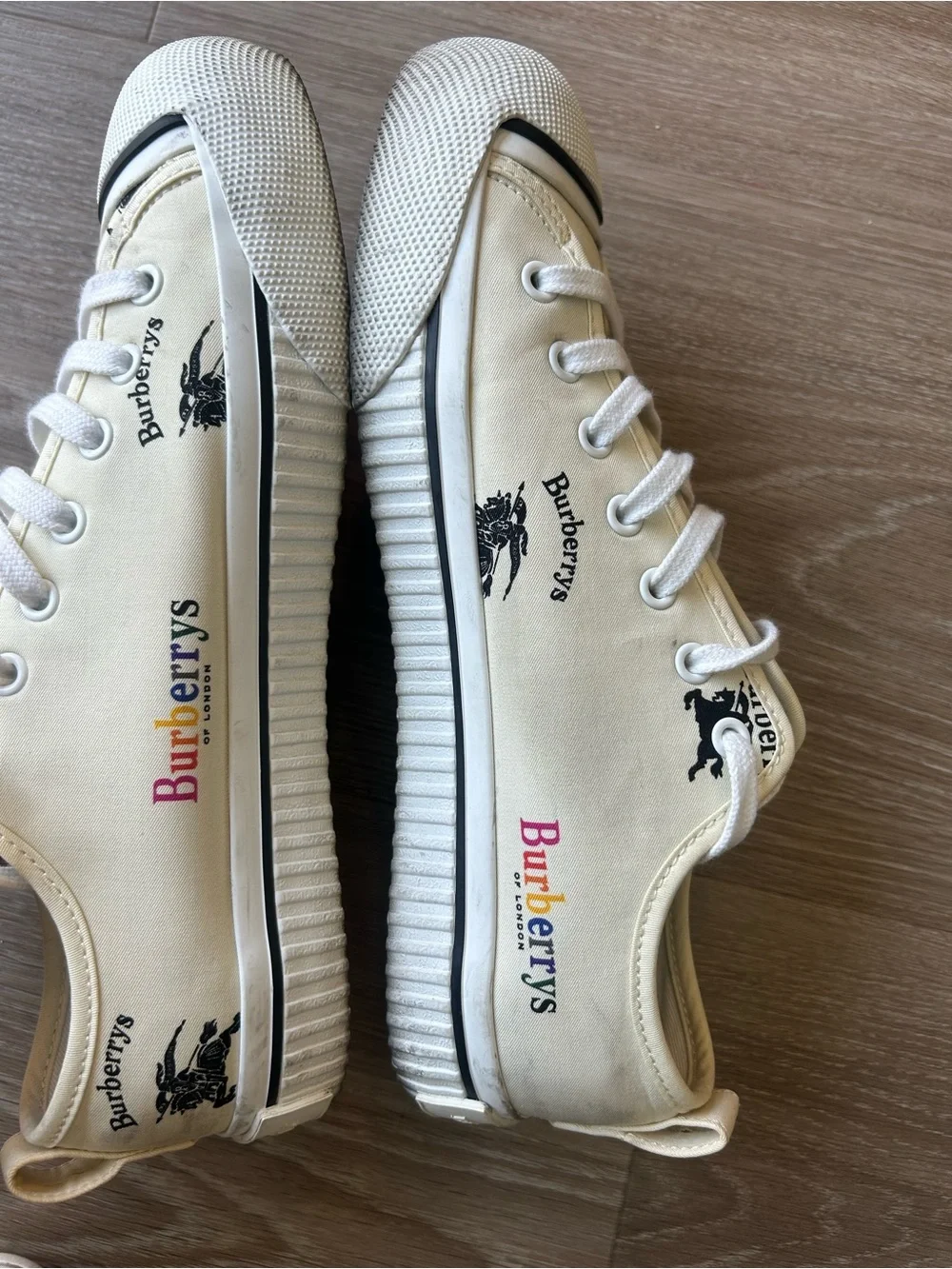 Burberry Ivory Canvas Low-Top Sneakers with Logo